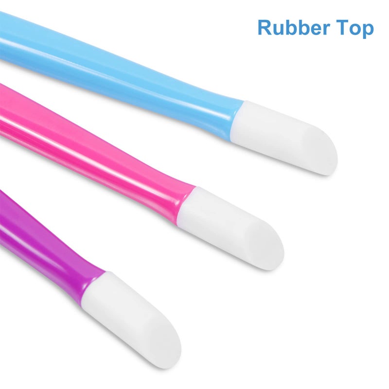 Coolook 10pcs Rubber Nail Cuticle Pusher Tipped Plastic Handle Nail Art Tool Nail Acrylic Cuticle Pusher Cleaner (Random Color) - Image 3